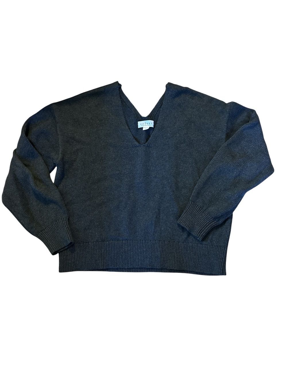 Velvet by Graham & Spencer Black V-Neck Sweater sz M